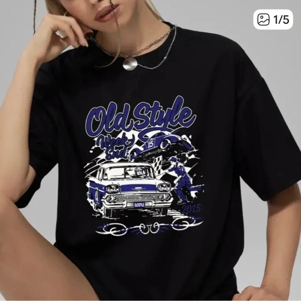 Old Style Black Graphic T-Shirt